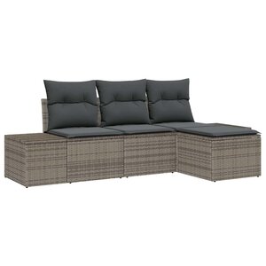 vidaXL Ensemble de canapé de jardin avec coussin 4 Pièces Gris polyrotin