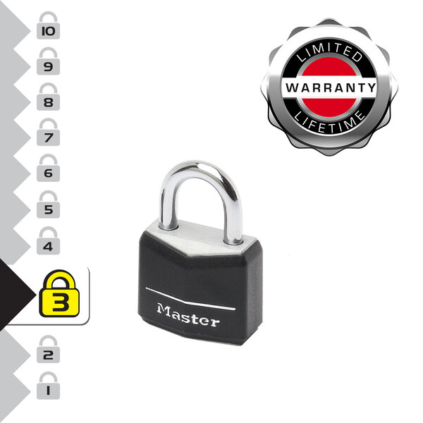 9120EURTBLK Lot de 2 Cadenas à Clé en Aluminium Massif recouvert de Vinyle noir 2 x 3 4 x 1 4 cm