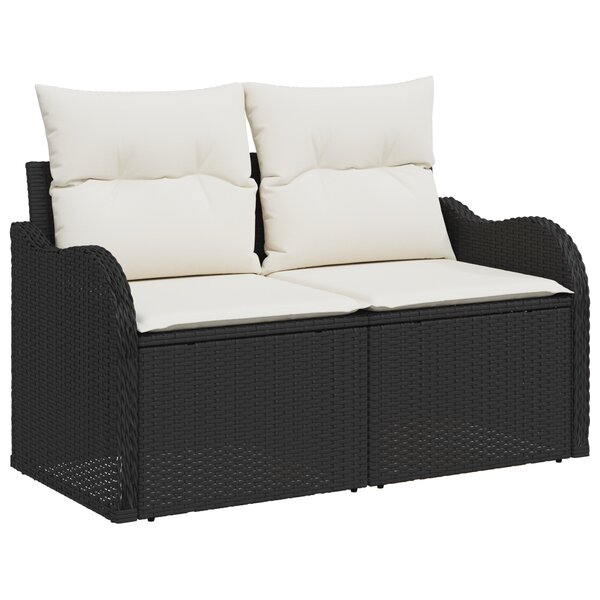 Ensemble de canapé de jardin 6 pièces avec coussins en rotin poly noir