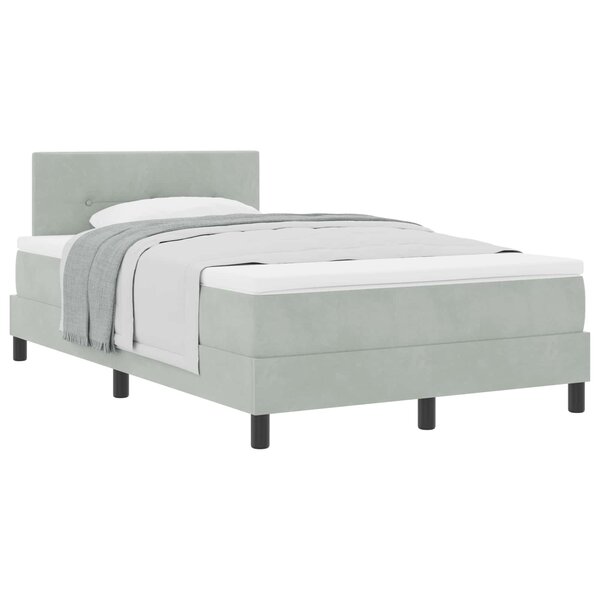 vidaXL Lit à ressorts avec matelas Gris clair 120 x 190 cm Velours