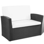 vidaXL Salon de jardin 4 Pièces avec coussins Résine tressée Noir