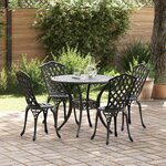 vidaXL Ensemble de salle à manger pour jardin 5 Pièces Noir Aluminium