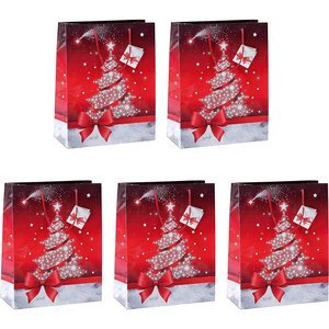 Lot de 25 sacs cadeau de noel 'sparkling tree' (l)260 x (p)120x (h)230 mm sigel