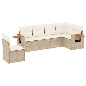 vidaXL Salon de jardin avec coussins 6 Pièces beige résine tressée