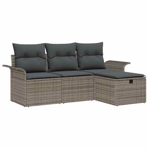 vidaXL Ensemble de canapé de jardin 4 Pièces Gris 196 x 117 x 85 cm