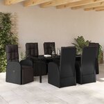 vidaXL Ensemble de salle à manger pour jardin 7 Pièces Noir polyrotin