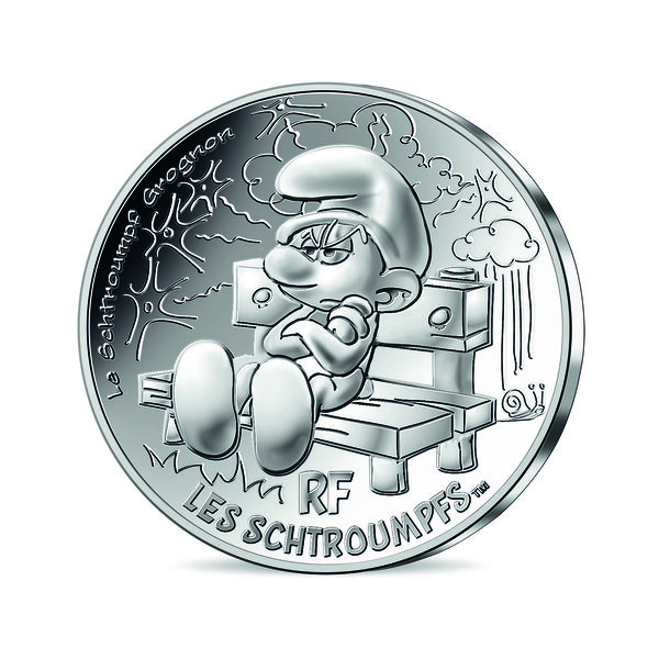 Monnaie de 10 euro argent schtroumpf grognon