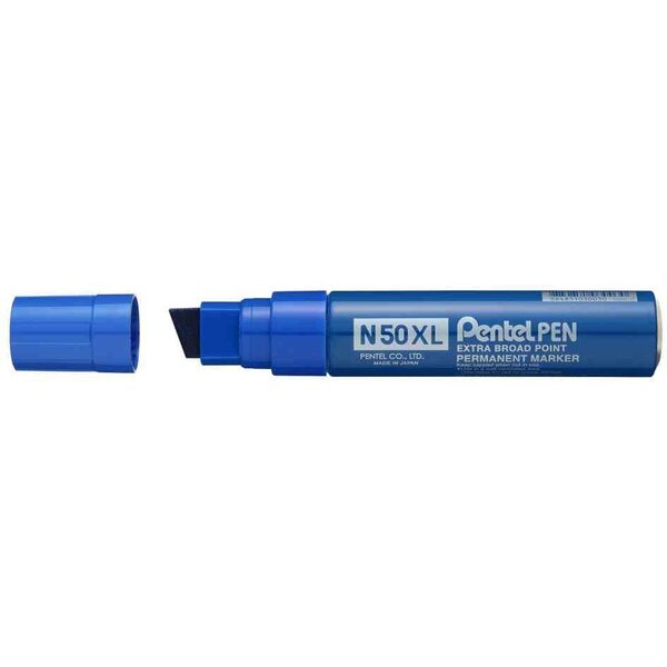 Marqueur permanent n50xl  pointe biseautée  bleu x 6 pentel