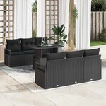 vidaXL Ensemble de canapé de jardin 7 Pièces Noir Poly rotin