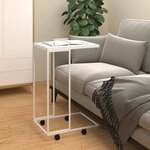 vidaXL Table d'appoint avec roues Blanc 40x30x63 5cm Bois d'ingénierie