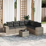 vidaXL Salon de jardin avec coussins 7 Pièces gris clair résine tressée