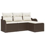 Ensemble de Canapé de Jardin 4 Pièces avec Coussins en Rattan Poly Marron