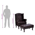 vidaXL Fauteuil avec repose-pied Marron foncé Similicuir