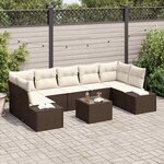 vidaXL Ensemble de canapé de jardin avec coussin 8 Pièces Marron  Crème
