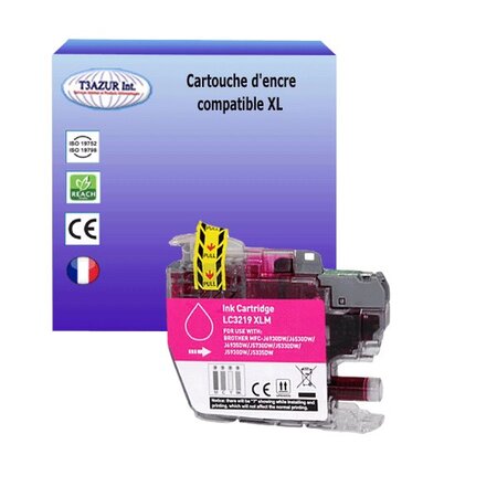 T3AZUR- Cartouche compatible avec Brother LC3217 / LC3219 XL Magenta pour Brother MFC-J6535DW  MFC-J6535DW XL  MFC-J6730DW