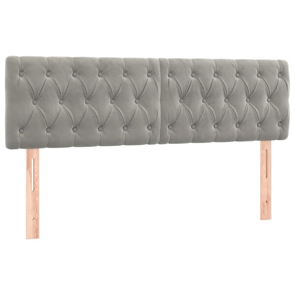 vidaXL Têtes de lit 2 Pièces Gris clair 72x7x78/88 cm Velours