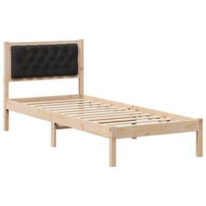 vidaXL Cadre de lit avec tête de lit Noir 80 x 200 cm Pin massif