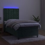 vidaXL Sommier à lattes de lit et matelas et LED Vert foncé 90x200 cm
