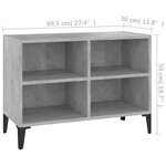 vidaXL Meuble TV avec pieds en métal Gris béton 69 5x30x50 cm
