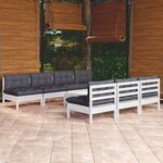 vidaXL Salon de jardin 8 Pièces avec coussins anthracite Bois de pin