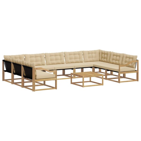 vidaXL Ensemble de canapés d'extérieur 10 Pièces Blanc et Beige