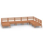 vidaXL Salon de jardin 8 Pièces Bois de pin massif Marron miel