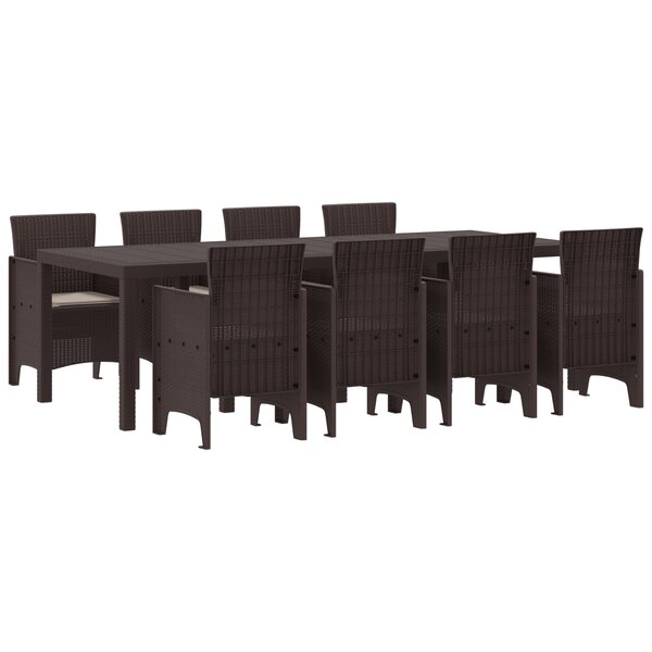 vidaXL Ensemble de salle à manger de jardin de 9 pièces marron en poly rattan