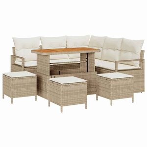 vidaXL Ensemble de canapé de jardin 9 Pièces Beige Poly rotin