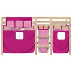 vidaXL Lit mezzanine enfants avec rideaux sans matelas rose 80x200cm