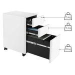 Caisson de bureau placard de rangement mobile avec roulettes et serrure pour documents et dossier suspendu avec 3 tiroirs blanc 12_0001476