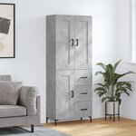 vidaXL Buffet haut Gris béton 69 5x34x180 cm Bois d'ingénierie