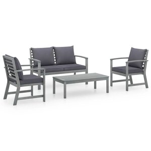 vidaXL Salon de jardin 4 Pièces avec coussins Bois d'acacia solide