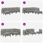 vidaXL Ensemble de meubles pour le salon 5 Pièces Gris clair Velours