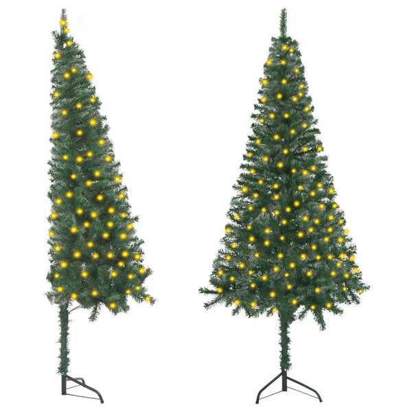 vidaXL Arbre de Noël artificiel d'angle pré-éclairé vert 120 cm PVC