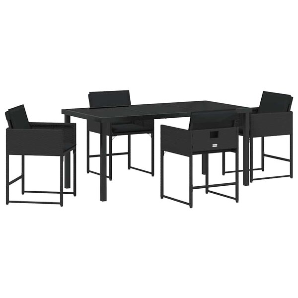 vidaXL Ensemble de salle à manger pour jardin 5 Pièces Noir Poly rotin