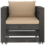 Salon de jardin meuble d'extérieur ensemble de mobilier 2 pièces avec coussins bois imprégné de gris 02_0015884