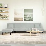 vidaXL Canapé-lit en forme de L gris clair 255x140x70 cm velours