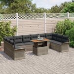 vidaXL Ensemble de canapé de jardin 11 Pièces Gris Poly rotin