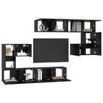 vidaXL Unites TV Montage mural 4 Pièces Chêne noir Bois d'ingénierie