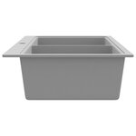 Évier de cuisine encastrable à 2 bacs en granite blanc gris