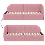 vidaXL Cadre de lit d'angle avec tête de lit Rose 90 x 200 cm Velours