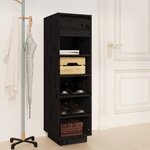 Vidaxl armoire à chaussures noir 34x30x105 cm bois de pin massif