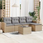 vidaXL Salon de jardin avec coussins 6 Pièces beige résine tressée