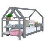 Lit cabane avec étagère 90 x 200 gris