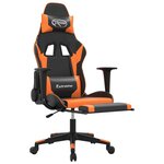 vidaXL Chaise de jeu avec repose-pied Noir et orange Similicuir