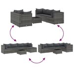 vidaXL Salon de jardin 6 Pièces avec coussins Gris Résine tressée