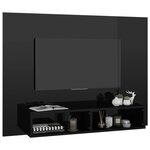 vidaXL Meuble TV mural Noir brillant 120x23 5x90 cm Bois d’ingénierie