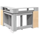 Bureau table poste de travail meuble d'ordinateur informatique étude et lumières LED sonoma 130 x 130 x 91cm bois ingénierie gris 02_0023806