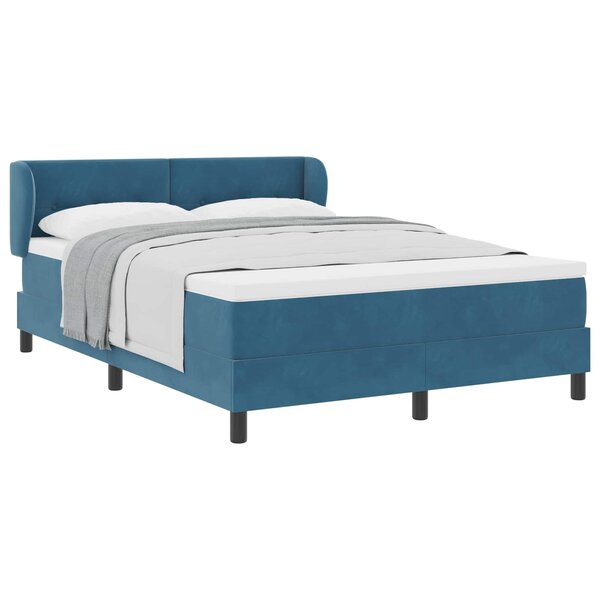 vidaXL Lit à ressorts avec matelas Bleu foncé 140 x 190 cm Velours