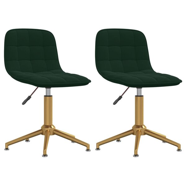vidaXL Chaises pivotantes à manger lot de 2 Vert foncé Velours